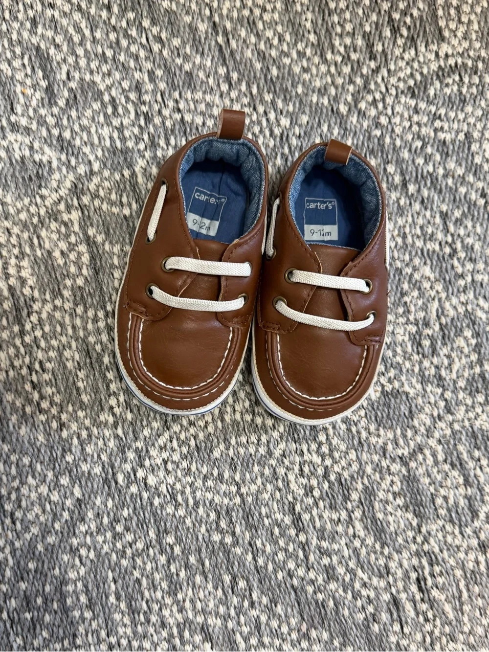 Carter's Baby Boy Brown Boat Shoes Soft Soled Crib Shoes Size 9-12 Months